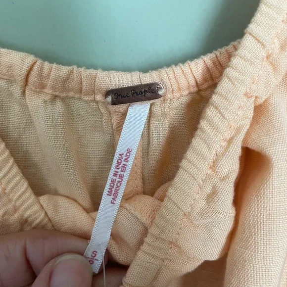 NWT Free People Off-Shoulder Nalani Jumpsuit in Light Orange Sz S - Picture 5 of 12